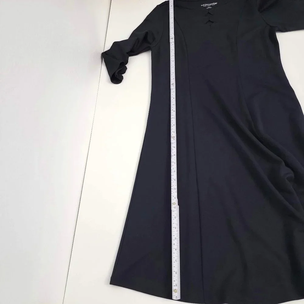 Soft Surroundings Black Eyelet Diamond Long Sleeve Sheath Dress Size Small - Picture 7 of 11